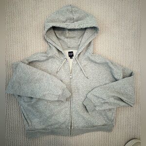 GAP Gray Zipper Cropped Hoodie